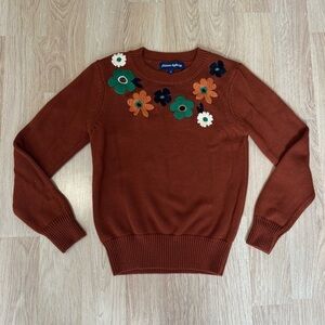 PRINCESS HIGHWAY MODCLOTH Rust Embroidered Floral Sweater Size AU8 VGUC